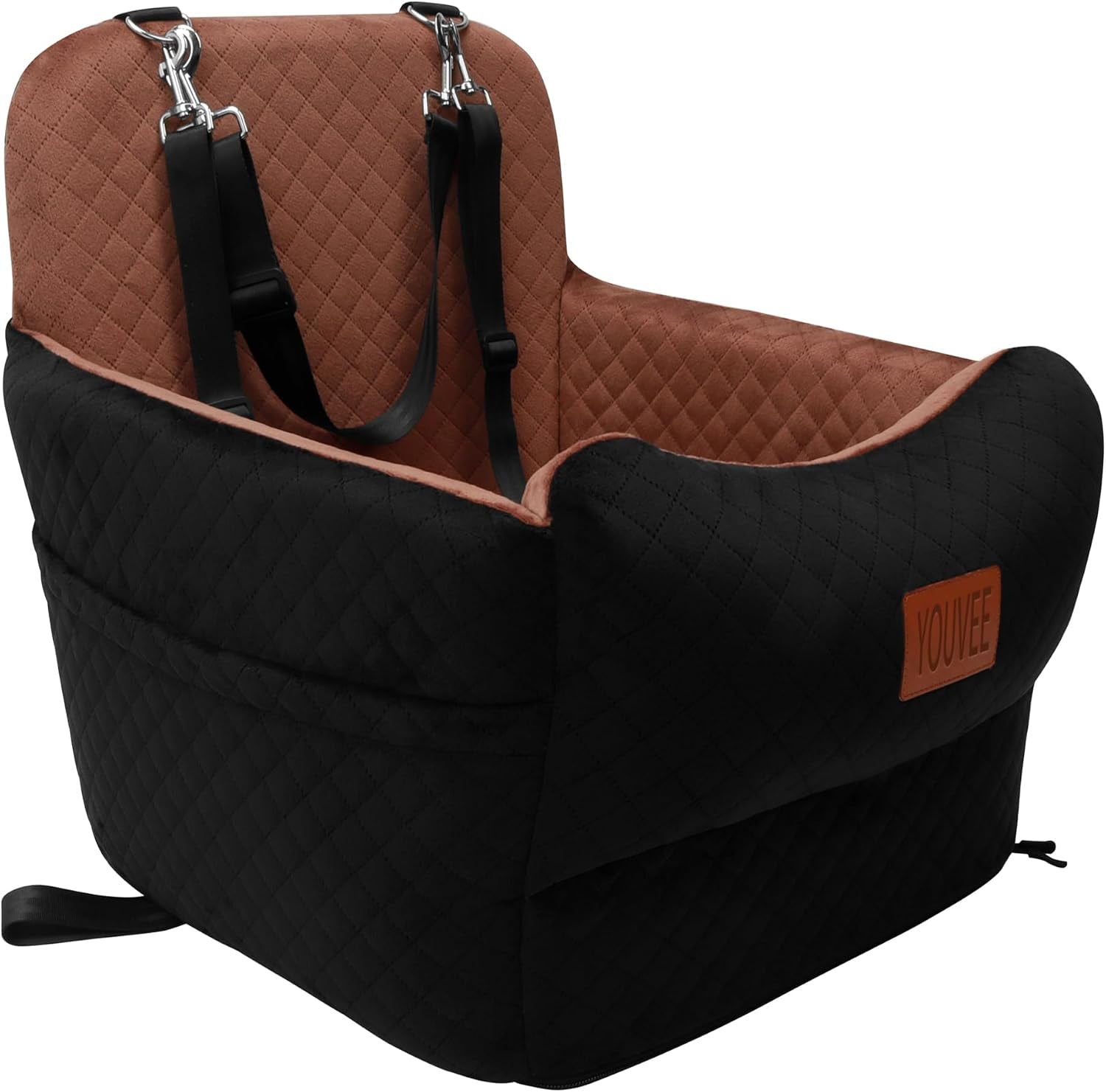 Dog Car Seat for Small/Medium Dogs,2 Adjustable Seat Belt,Memory Foam with Soft Fabric Pets Travel Car Bed with Non-Slip Bottom,Easily Installed in Front and Back Seats,Removable and Washable(H-Blabro