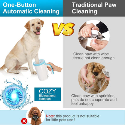 Rechargeable Automatic Pet Paw Cleaner and Washer Cup, 2-in-1 Portable Grooming Tool with Soft Silicone Brush, 7.4V High Power, Ideal for Large Dogs and Cats (Blue)